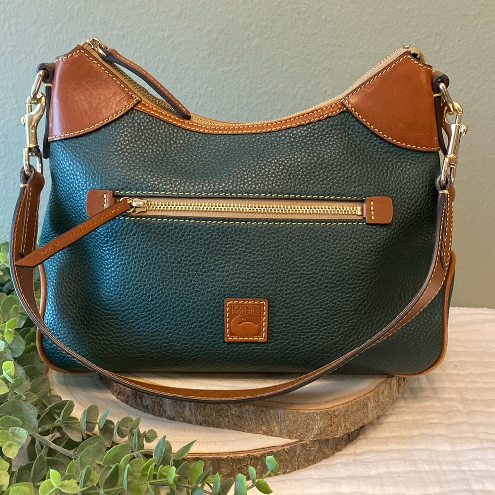 Dooney & Bourke Green and Tan Hobo Bag